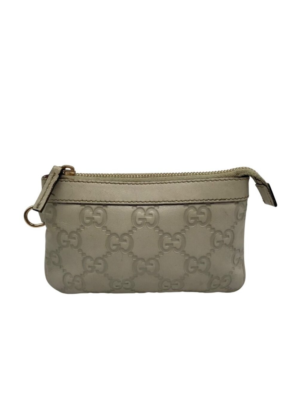 Gucci Off-White Monogram Leather Zip Wallet